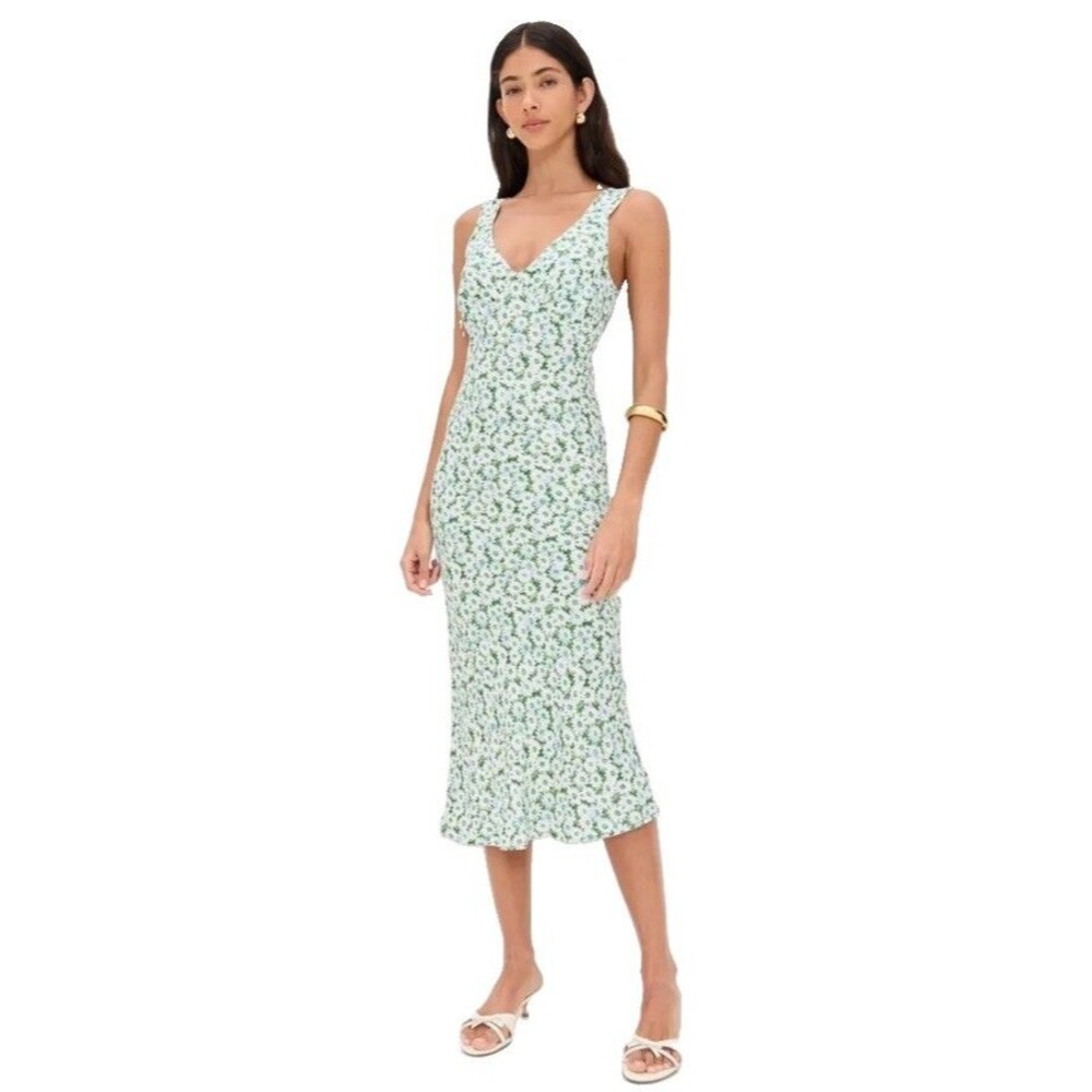 Reformation Beauden Sleeveless V-Neck Crepe Midi Dress In Daisy Meadow S Cottage